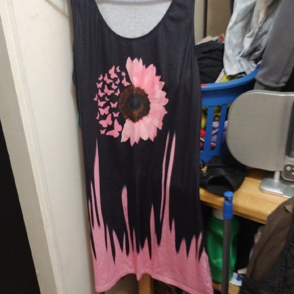 Black and Pink Sunflower Dress